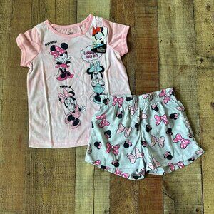 Disney Minnie Mouse girls size 6 short sleeve tee shirt and shorts set